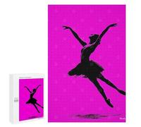 Adults 1000 PCS Jigsaw Puzzle Ballerina Silhouette - Elegant Dance on Pink Jigsaw for Adults Brain Teaser Game Wall Decoration for Is Ideal As A Gift 1000 PCS