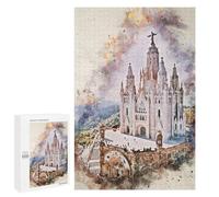 Adults 1000 PCS Jigsaw Puzzle Barcelona Spain Watercolor Jigsaw for Adults Brain Teaser Game Precision Cutting Unique Gifts for Birthday And Christmas 1000 PCS