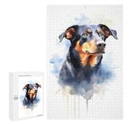 Adults 1000 PCS Jigsaw Puzzle Beauceron Watercolor Dog Jigsaw Puzzle Brain Teaser Game But Fun And Humorous for Is Ideal As A Gift 1000 PCS