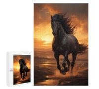 Adults 1000 PCS Jigsaw Puzzle Black Horse Galloping Jigsaw for Adults Brain Teaser Game Wall Decoration for Is Ideal As A Gift 1000 PCS
