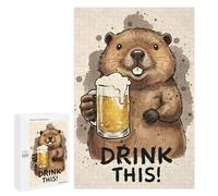 Adults 1000 PCS Jigsaw Puzzle Bober Beaver with Beer - Drink This! Jigsaw for Adults Brain Teaser Game Wall Decoration for Is Ideal As A Gift 1000 PCS