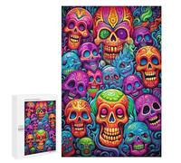 Adults 1000 PCS Jigsaw Puzzle Colorful Skulls Artwork Adult Jigsaw Puzzle Brain Teaser Game Enhance Memory Birthday And Unique Gifts 1000 PCS