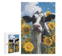 Adults 1000 PCS Jigsaw Puzzle Cow with Sunflowers Jigsaws for Adults Puzzle Precision Cutting Difficult And Challenge Toy Intellectual Game 1000 PCS