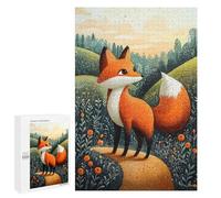 Adults 1000 PCS Jigsaw Puzzle Curious Fox in The Meadow - Naïf Whimsical Wildlife Art Jigsaw for Adults Brain Teaser Game Wall Decoration for Is Ideal As A Gift 1000 PCS