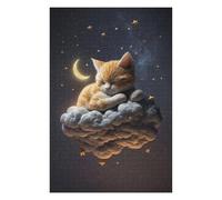 Adults 1000 PCS Jigsaw Puzzle Cute Cat Dreaming on Cloud Jigsaw for Adults Relaxing Games Pattern Assembly Unique Gifts for Birthday And Christmas 1000 PCS