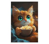 Adults 1000 PCS Jigsaw Puzzle Cute Cat Watching Movie Jigsaw for Adults Relaxing Games Pattern Assembly Unique Gifts for Birthday And Christmas 1000 PCS