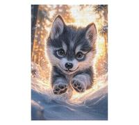 Adults 1000 PCS Jigsaw Puzzle Cute Wolf Pup in Snow Jigsaw for Adults Relaxing Games Pattern Assembly Unique Gifts for Birthday And Christmas 1000 PCS