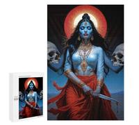 Adults 1000 PCS Jigsaw Puzzle Dark Divine Goddess Kali with Skulls And Knife Jigsaw for Adults Brain Teaser Game Wall Decoration for Is Ideal As A Gift 1000 PCS