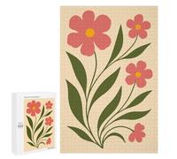 Adults 1000 PCS Jigsaw Puzzle Delicate Pink Floral Illustration - Elegant Botanical Wall Art for Nature Lovers Jigsaw for Adults Brain Teaser Game Wall Decoration for Is Ideal As A Gift 1000 PCS