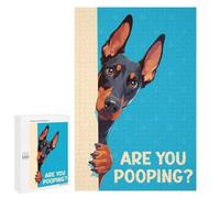 Adults 1000 PCS Jigsaw Puzzle Doberman Peeking Are You Poopoing Jigsaw for Adults Brain Teaser Game Wall Decoration for Is Ideal As A Gift 1000 PCS