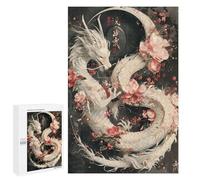 Adults 1000 PCS Jigsaw Puzzle Dragon Sakura Japanese Jigsaw for Adults Brain Teaser Game Precision Cutting Unique Gifts for Birthday And Christmas 1000 PCS