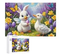 Adults 1000 PCS Jigsaw Puzzle Easter Bunny Duck Egg Spring Adult Jigsaw Puzzle Brain Teaser Game Enhance Memory Birthday And Unique Gifts 1000 PCS