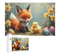 Adults 1000 PCS Jigsaw Puzzle Easter Fox And Chick Adult Jigsaw Puzzle Brain Teaser Game Enhance Memory Birthday And Unique Gifts 1000 PCS