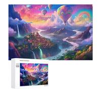 Adults 1000 PCS Jigsaw Puzzle Enchanted Valley with Hot Air Balloons Adult Jigsaw Puzzle Brain Teaser Game Enhance Memory Birthday And Unique Gifts 1000 PCS