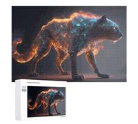 Adults 1000 PCS Jigsaw Puzzle Flaming Leopard Digital Artwork Adult Jigsaw Puzzle Brain Teaser Game Enhance Memory Birthday And Unique Gifts 1000 PCS