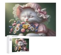 Adults 1000 PCS Jigsaw Puzzle Floral Fantasy Kitten -2 Adult Jigsaw Puzzle Brain Teaser Game Enhance Memory Birthday And Unique Gifts 1000 PCS