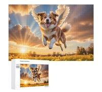 Adults 1000 PCS Jigsaw Puzzle Flying Angel Dog in Sky Adult Jigsaw Puzzle Brain Teaser Game Enhance Memory Birthday And Unique Gifts 1000 PCS