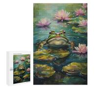Adults 1000 PCS Jigsaw Puzzle Frog in Lily Pond Jigsaw for Adults Brain Teaser Game Wall Decoration for Is Ideal As A Gift 1000 PCS