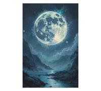 Adults 1000 PCS Jigsaw Puzzle Giant Moon Over Mountains Adult Jigsaw Puzzle Relaxing Games Perfect Decoration Unique Gifts for Birthday And Christmas 1000 PCS