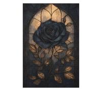 Adults 1000 PCS Jigsaw Puzzle Gothic Rose Stained Glass Jigsaw for Adults Relaxing Games Pattern Assembly Unique Gifts for Birthday And Christmas 1000 PCS
