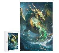 Adults 1000 PCS Jigsaw Puzzle Green Sea Dragon Artwork Jigsaws for Adults Puzzle Precision Cutting Difficult And Challenge Toy Intellectual Game 1000 PCS