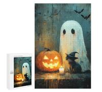 Adults 1000 PCS Jigsaw Puzzle Halloween Ghost And Cat Scene-2 Jigsaws for Adults Puzzle Precision Cutting Difficult And Challenge Toy Intellectual Game 1000 PCS