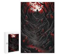 Adults 1000 PCS Jigsaw Puzzle Horror Landscape with Red Moon And Demons Jigsaw for Adults Brain Teaser Game Wall Decoration for Is Ideal As A Gift 1000 PCS