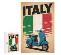Adults 1000 PCS Jigsaw Puzzle Italy Scooter Vintage Jigsaw for Adults Brain Teaser Game Wall Decoration for Is Ideal As A Gift 1000 PCS