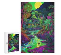 Adults 1000 PCS Jigsaw Puzzle Jungle Glow Vibrant Forest Scene Adult Jigsaw Puzzle Brain Teaser Game Enhance Memory Birthday And Unique Gifts 1000 PCS