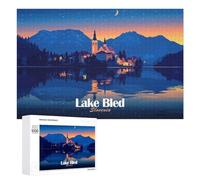 Adults 1000 PCS Jigsaw Puzzle Lake Bled Slovenia at Night Jigsaws for Adults Family Game Hand Speed Race Unique Gifts for Birthday And Christmas 1000 PCS