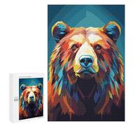 Adults 1000 PCS Jigsaw Puzzle Low Poly Grizzly Bear Adult Jigsaw Puzzle Family Game Precision Cutting Birthday And Unique Gifts 1000 PCS
