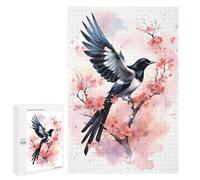 Adults 1000 PCS Jigsaw Puzzle Magpie Watercolor Jigsaw for Adults Brain Teaser Game Precision Cutting Unique Gifts for Birthday And Christmas 1000 PCS