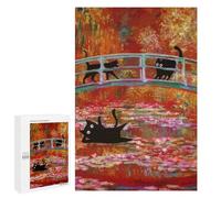 Adults 1000 PCS Jigsaw Puzzle Monet Cat Waterlilies Jigsaw for Adults Brain Teaser Game Wall Decoration for Is Ideal As A Gift 1000 PCS