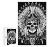 Adults 1000 PCS Jigsaw Puzzle Native American Skull Art Print Jigsaws for Adults Puzzle Precision Cutting Difficult And Challenge Toy Intellectual Game 1000 PCS