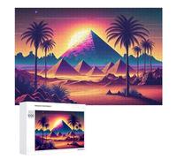 Adults 1000 PCS Jigsaw Puzzle Neon Desert Pyramids Adult Jigsaw Puzzle Brain Teaser Game Enhance Memory Birthday And Unique Gifts 1000 PCS