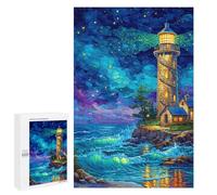 Adults 1000 PCS Jigsaw Puzzle Night Lighthouse Coastal Scene Jigsaws for Adults Puzzle Precision Cutting Difficult And Challenge Toy Intellectual Game 1000 PCS
