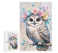 Adults 1000 PCS Jigsaw Puzzle Owl with Flower Crown Watercolor Jigsaw for Adults Brain Teaser Game Wall Decoration for Is Ideal As A Gift 1000 PCS