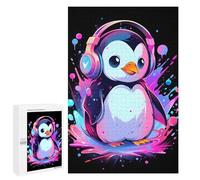 Adults 1000 PCS Jigsaw Puzzle Paint Penguin Headphones Adult Jigsaw Puzzle Family Game Precision Cutting Birthday And Unique Gifts 1000 PCS