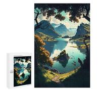 Adults 1000 PCS Jigsaw Puzzle Peaceful Lake Jigsaw Puzzle Brain Teaser Game But Fun And Humorous for Is Ideal As A Gift 1000 PCS