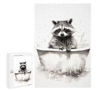 Adults 1000 PCS Jigsaw Puzzle Raccoon Bathroom Animal Jigsaw for Adults Brain Teaser Game Precision Cutting Unique Gifts for Birthday And Christmas 1000 PCS