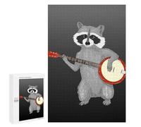 Adults 1000 PCS Jigsaw Puzzle Racoon Playing The Banjo Jigsaw for Adults Brain Teaser Game Wall Decoration for Is Ideal As A Gift 1000 PCS