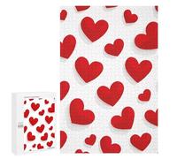 Adults 1000 PCS Jigsaw Puzzle Red Hearts Pattern Jigsaw for Adults Brain Teaser Game Wall Decoration for Is Ideal As A Gift 1000 PCS