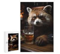 Adults 1000 PCS Jigsaw Puzzle Red Racoon Drinking Beer Jigsaw for Adults Brain Teaser Game Wall Decoration for Is Ideal As A Gift 1000 PCS
