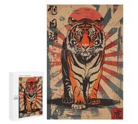 Adults 1000 PCS Jigsaw Puzzle Rising Sun Flag Tiger Jigsaw Puzzle Brain Teaser Game But Fun And Humorous for Is Ideal As A Gift 1000 PCS