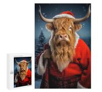 Adults 1000 PCS Jigsaw Puzzle Santa Highland Cow Jigsaw for Adults Brain Teaser Game Wall Decoration for Is Ideal As A Gift 1000 PCS
