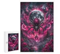 Adults 1000 PCS Jigsaw Puzzle Spider with Jewels in Pink Landscape Jigsaw for Adults Brain Teaser Game Wall Decoration for Is Ideal As A Gift 1000 PCS