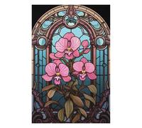Adults 1000 PCS Jigsaw Puzzle Stained Glass Orchid Jigsaw for Adults Relaxing Games Pattern Assembly Unique Gifts for Birthday And Christmas 1000 PCS