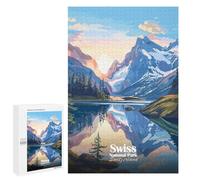 Adults 1000 PCS Jigsaw Puzzle Swiss National Park, Switzerland Landscape Jigsaw for Adults Brain Teaser Game Wall Decoration for Is Ideal As A Gift 1000 PCS