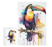 Adults 1000 PCS Jigsaw Puzzle Toucan in Watercolor Jigsaw Puzzle Brain Teaser Game But Fun And Humorous for Is Ideal As A Gift 1000 PCS