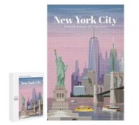 Adults 1000 PCS Jigsaw Puzzle Travel to NYC by Dusk Jigsaw for Adults Brain Teaser Game Wall Decoration for Is Ideal As A Gift 1000 PCS